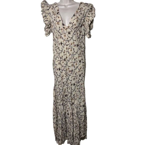 Doen Brindille cream scroll print maxi dress sz L - Picture 2 of 9
